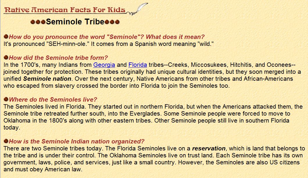 seminole indian words